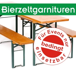 Standard Biertischgarnituren Verleih Bayern Standard Bierzeltgarnitur mit 50cm breitem Biertisch und 2 Bierbänken