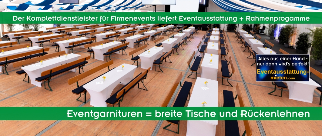 Eventgarnituren zur Gala 100-Jahrfeier Firma KOSIK in Kelheim